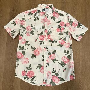 Floral rose men's button-up shirt Size S